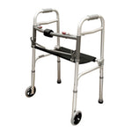 Walker w/seat adult  2-button & 5  wheels  roscoe