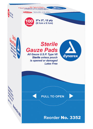 Gauze sponges sterile- 1's 2 x 2 -12ply bx/100