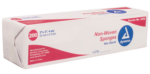 Non-woven gauze sponge 2 x2  4 ply bx/200 non-sterile