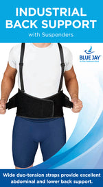 Blue jay industrial back suppt w/suspenders  black  x-large