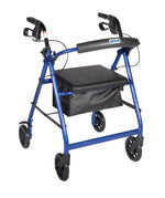 Rollator  aluminum w/fold-up & remov back  padded seat red